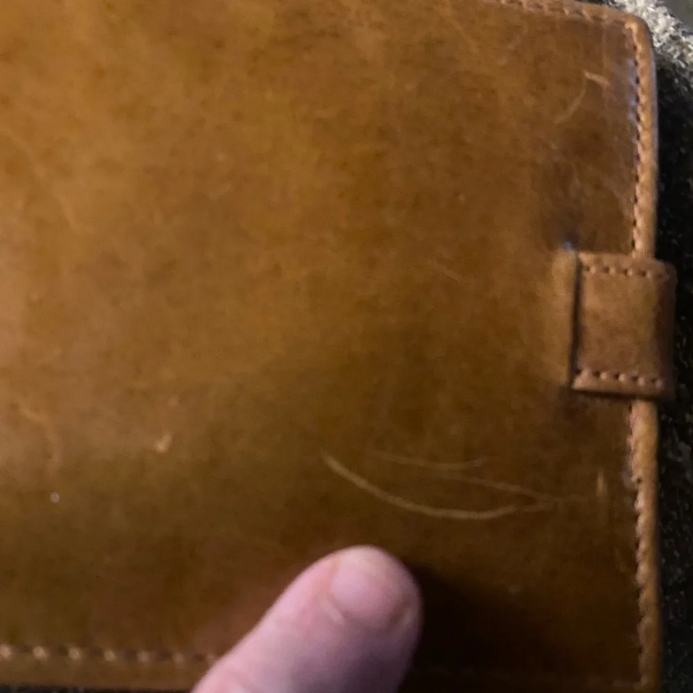 Brown Leather Wallet with Fur Accent
